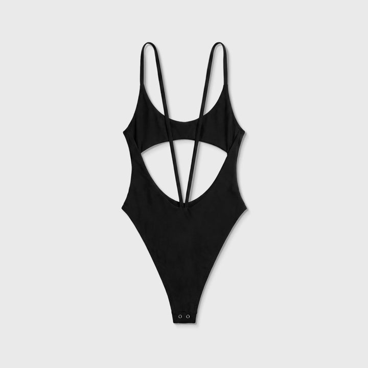 Cut-Out Low Back Bodysuit - Black