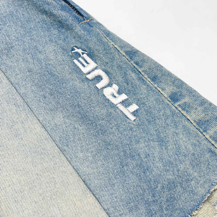Denim Pleated Mini Skirt - Light Blue