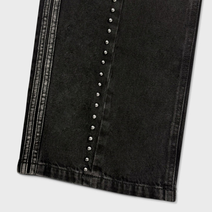 Sportline Wide Leg Jeans - Washed Black
