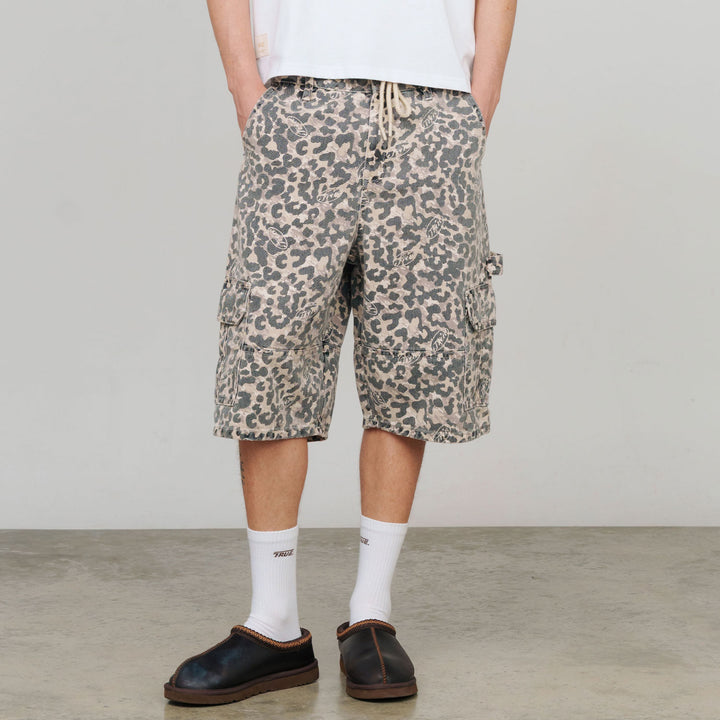 Intuition Leopard Cargo Jorts - Camel