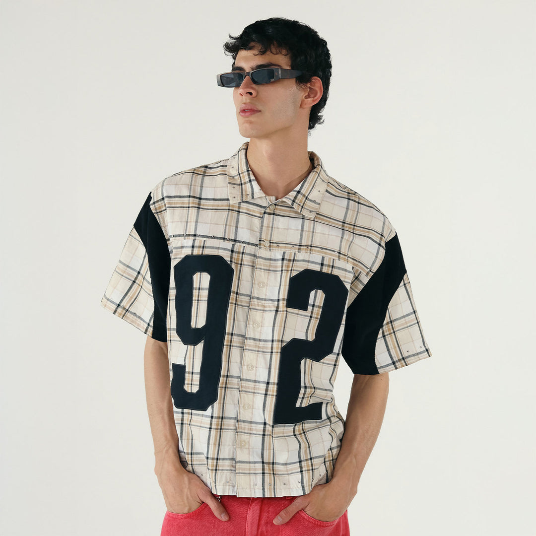 Nine Two Boxy Plaid Shirt - Cream