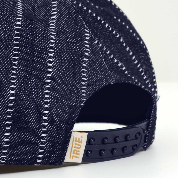 Pinstripe Orbit Golfer Cap - Denim Blue