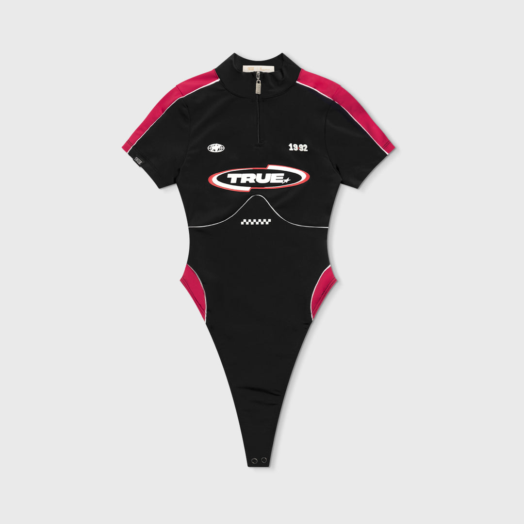 Racing Open Back LS Bodysuit - Black