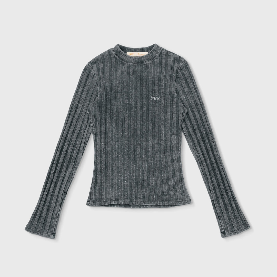 Slim Ribbed Long Sleeve - Washed Black