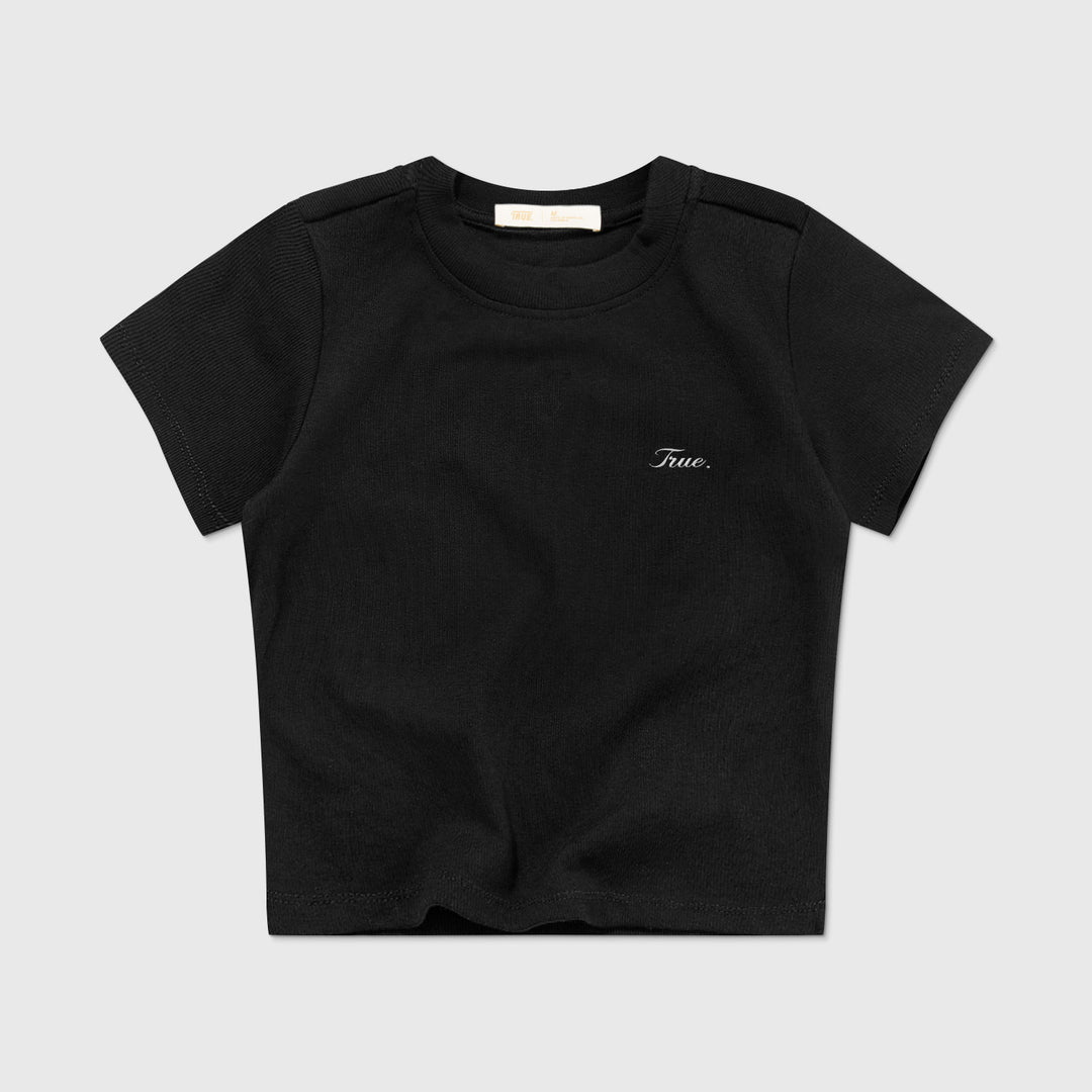 Signature Slim Ribbed Tee - Black