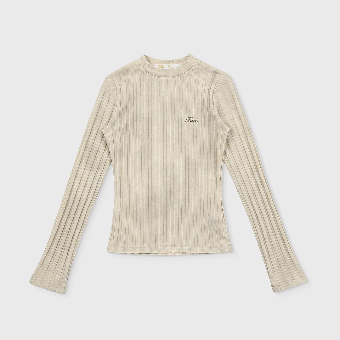 Slim Ribbed Long Sleeve - Washed Cream