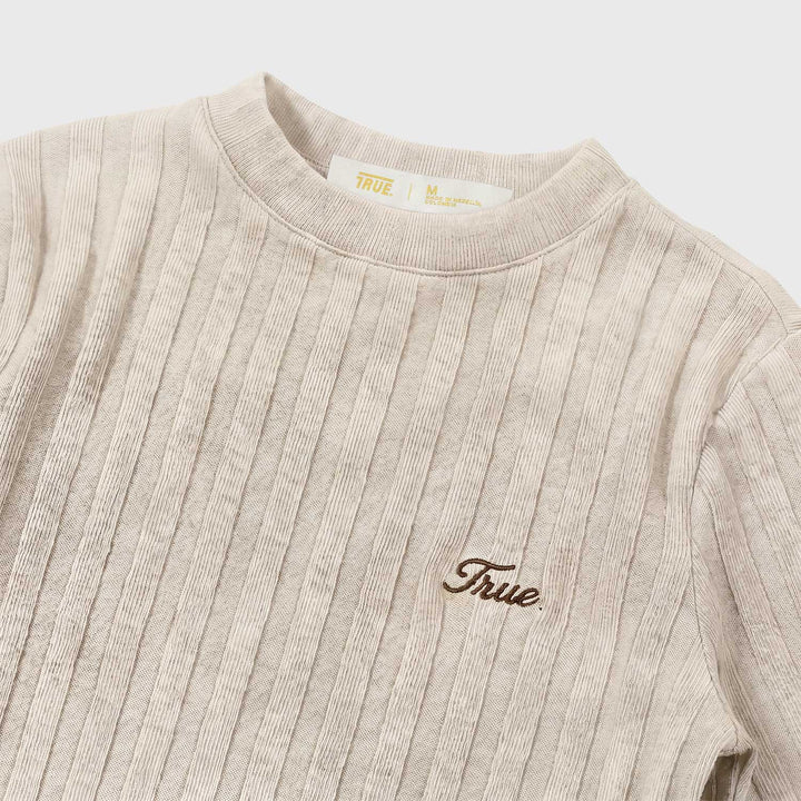 Slim Ribbed Long Sleeve - Washed Cream
