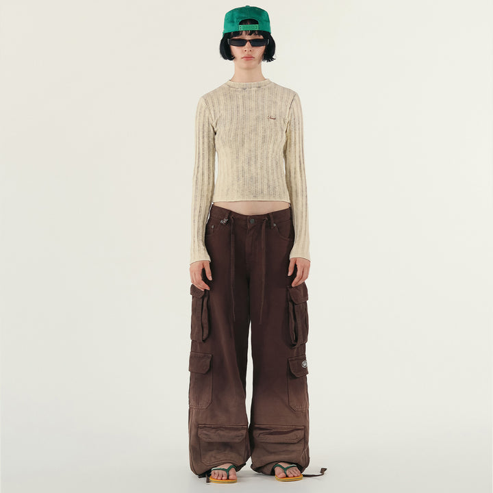 Slim Ribbed Long Sleeve - Washed Cream