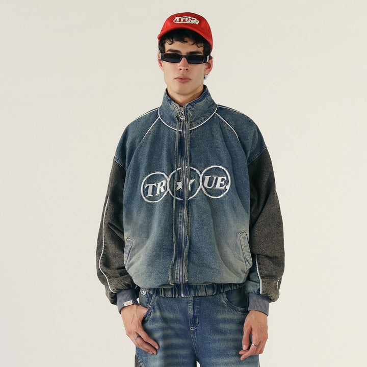 Spirit High-Neck Denim Jacket - Light Blue