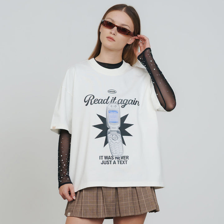 Text Me Boxy T-Shirt - Cream