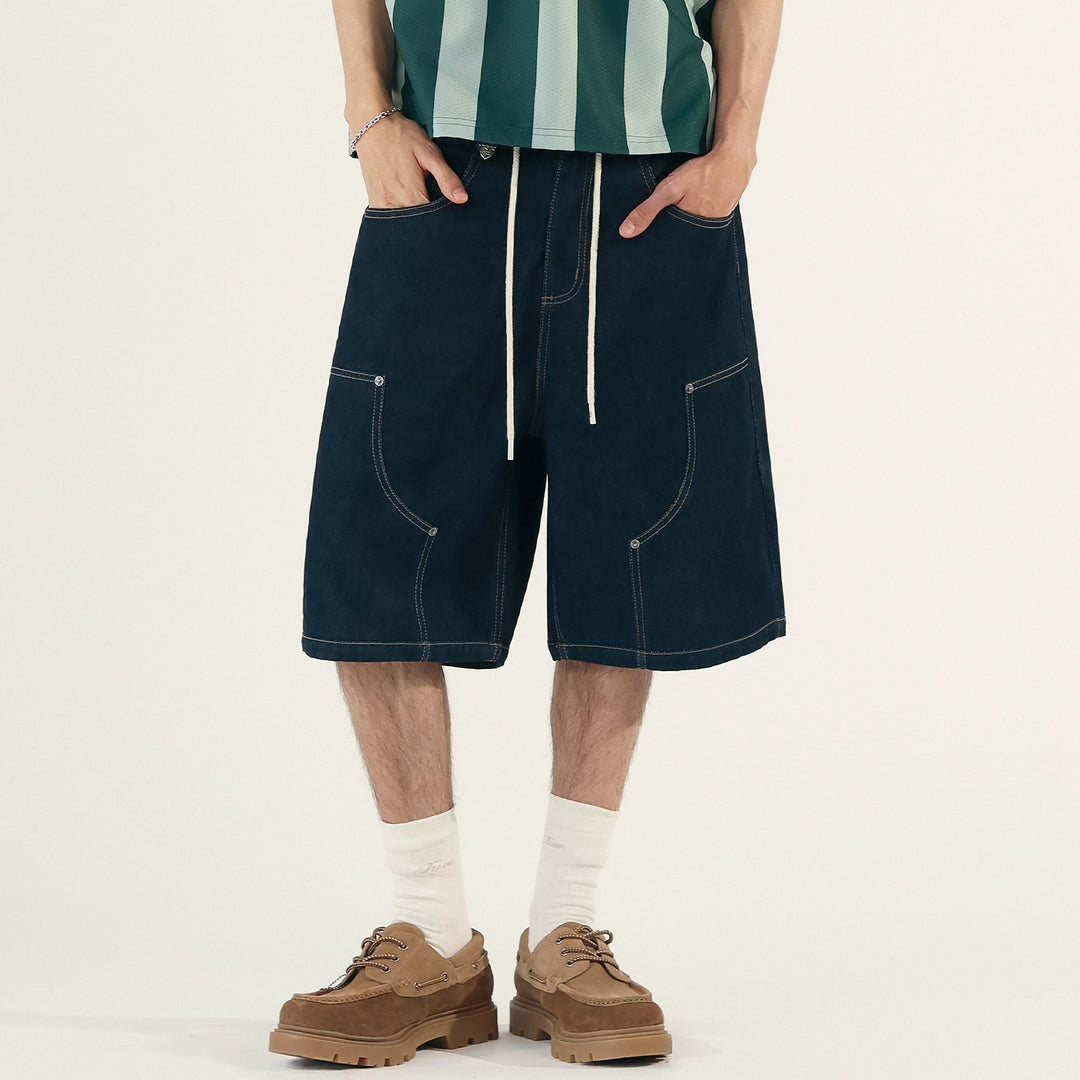 True Double Knee Denim Jorts - Blue