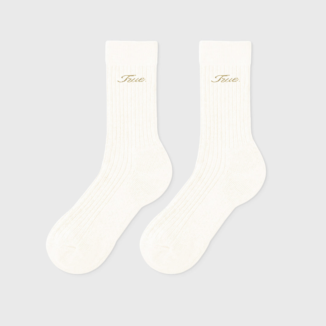 True Ribbed Socks - Cream