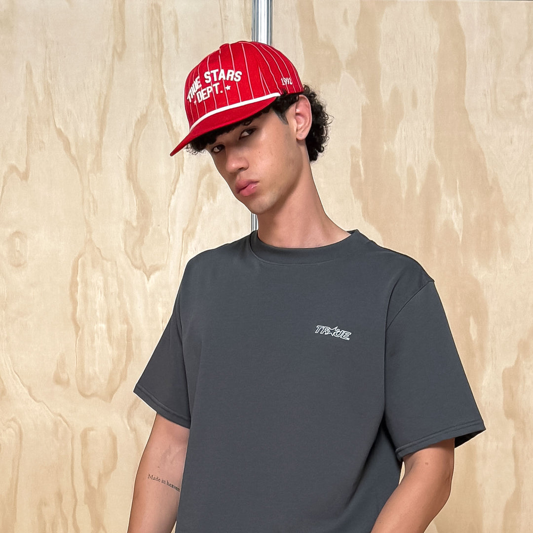 True Star Pinstripe Golfer Cap - Red