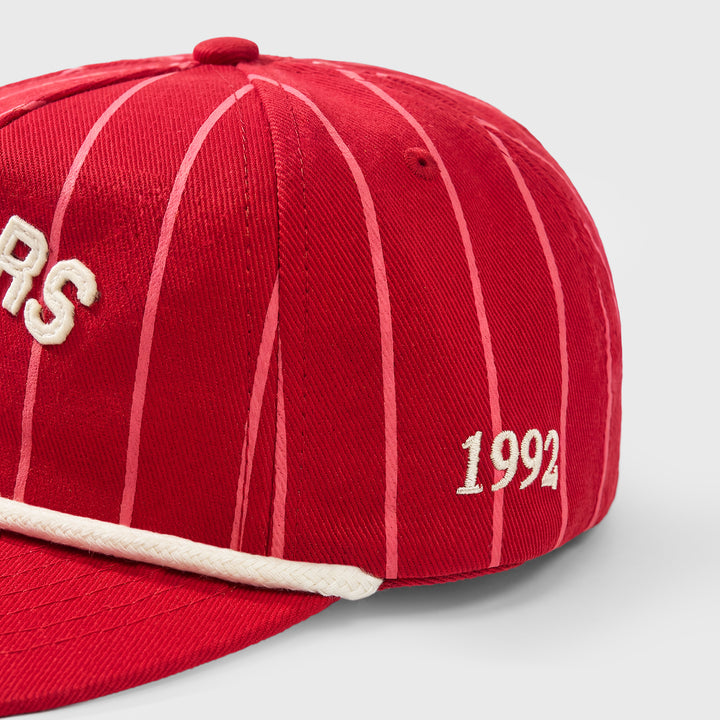 True Star Pinstripe Golfer Cap - Red