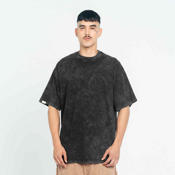 Camiseta Oversized Lavado Just Life - Gris Oscuro