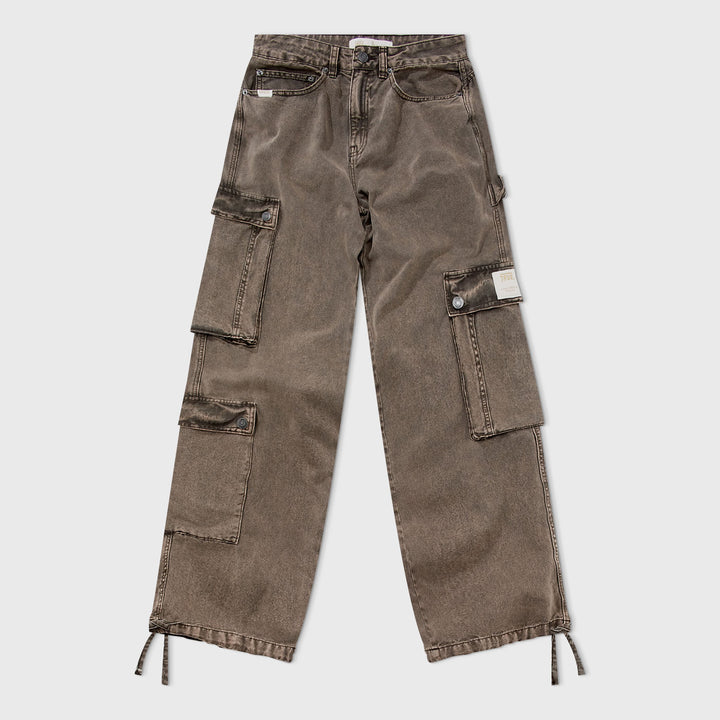 Cargo Multi-Pocket Pants - Washed Dark Brown