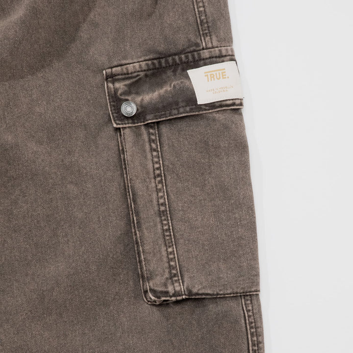 Cargo Multi-Pocket Pants - Washed Dark Brown
