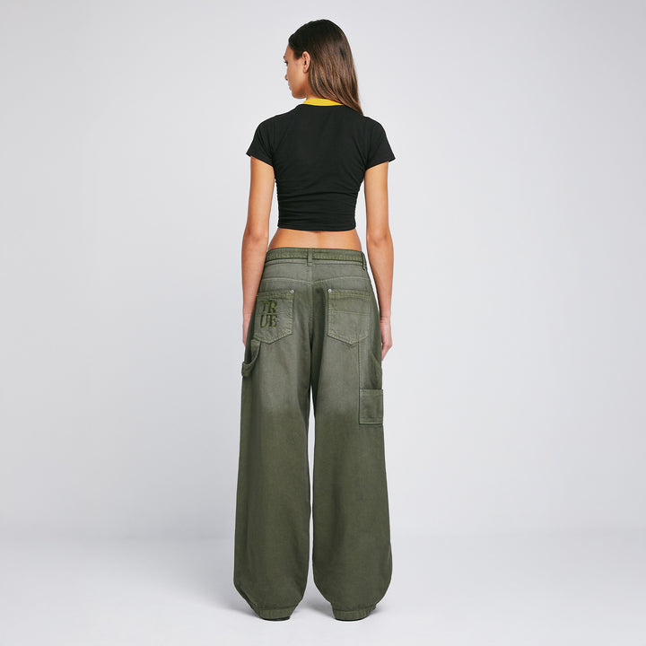 Dirty-Wash Pants - Military Green