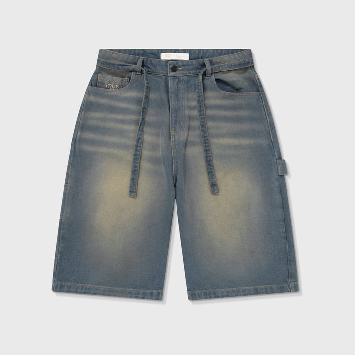 Dirty Wide Leg Jorts - Dark blue