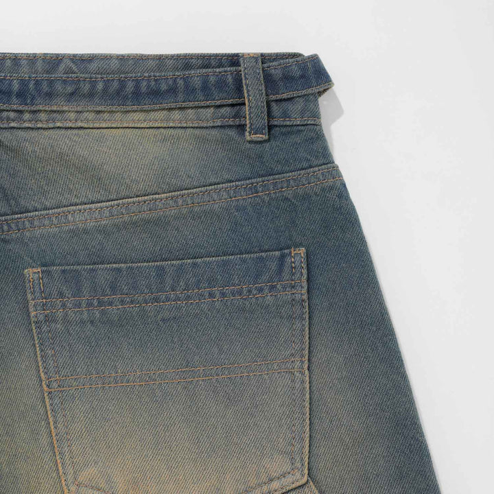 Dirty Wide Leg Jorts - Dark blue