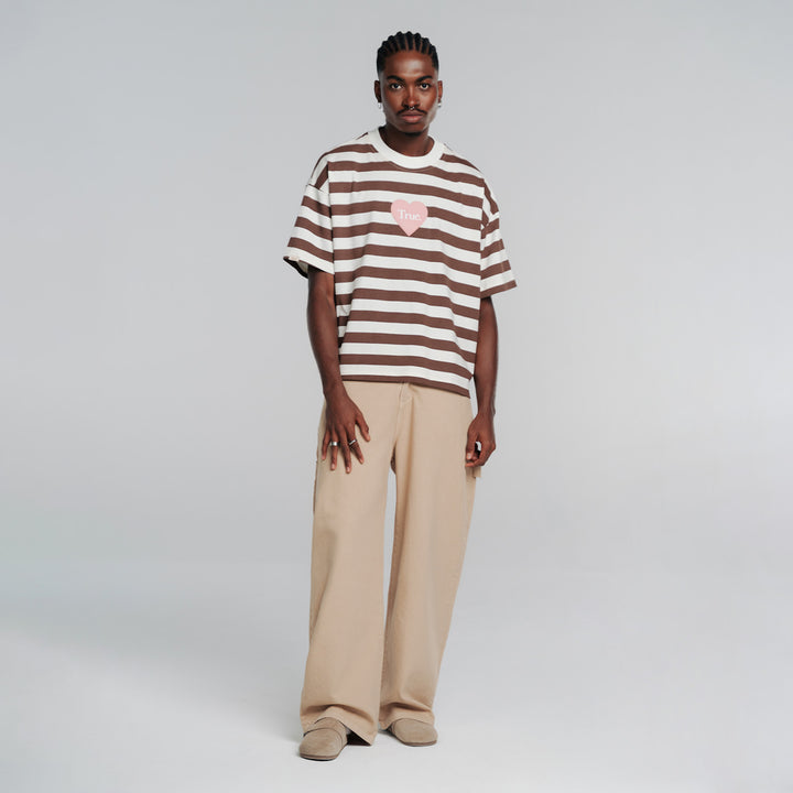 Striped Box Fit T-Shirts - Brown