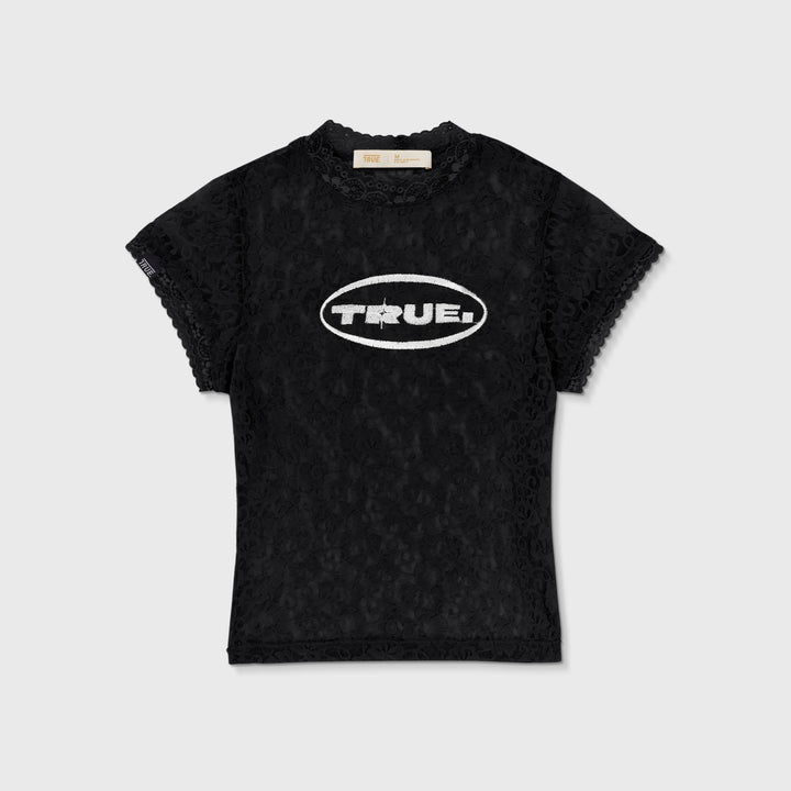 Floral Lace Baby Tee - Black