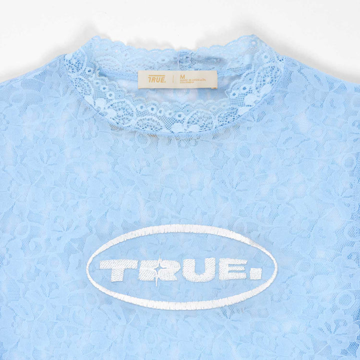Floral Lace Baby Tee - Light Blue