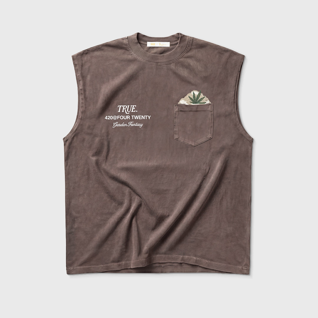 Garden Sleeveless Tee - Washed Brown