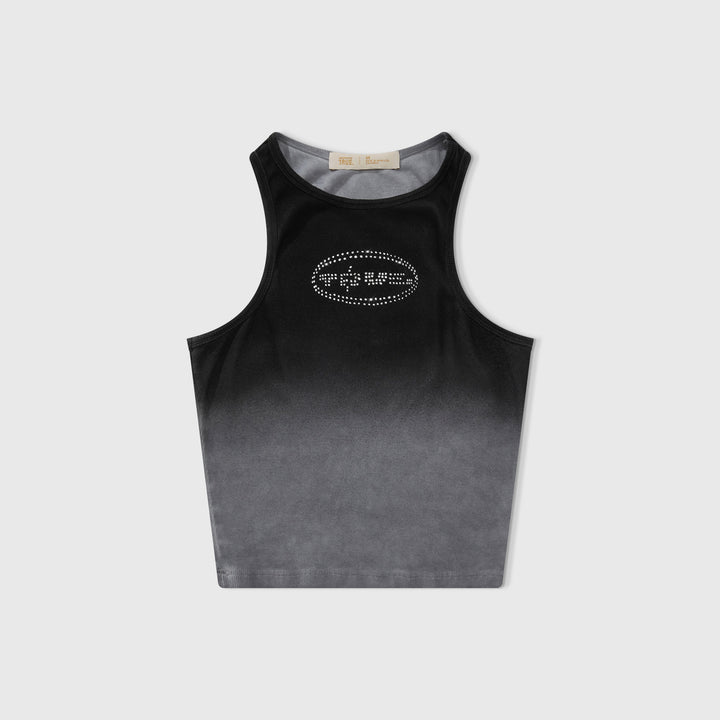 Gradient Rhinestone Tank Top - Black
