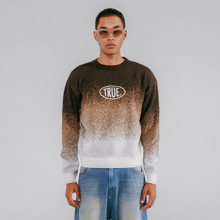 Gradient Knit Pullover - Brown