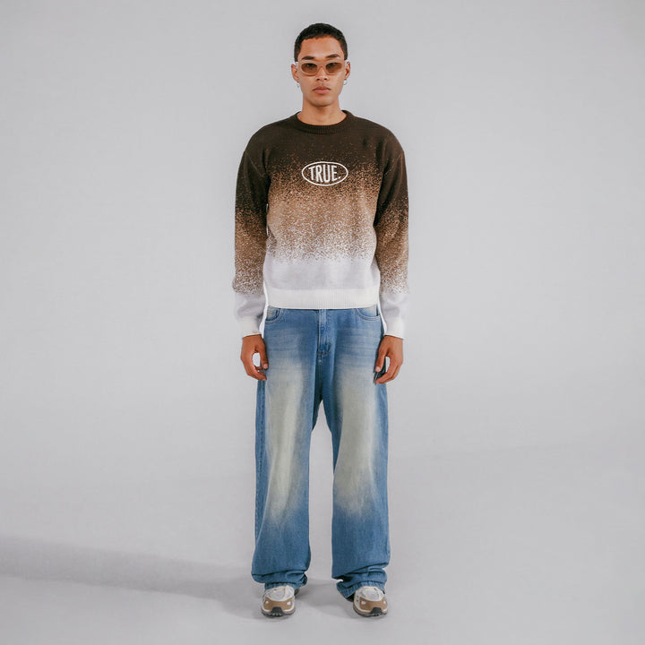 Gradient Knit Pullover - Brown