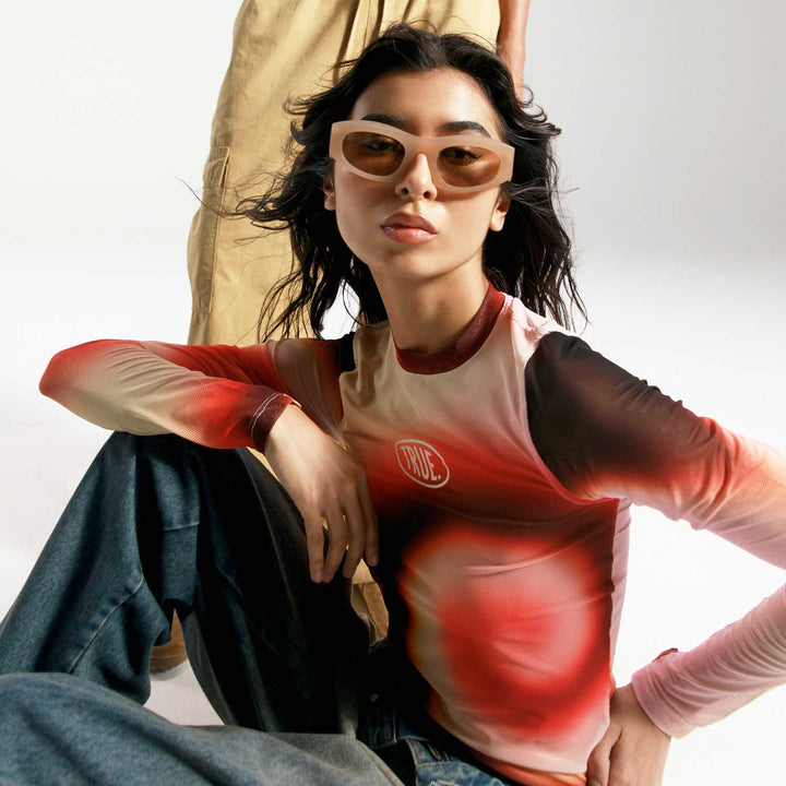 Gradient Mesh LS Tee - Pink