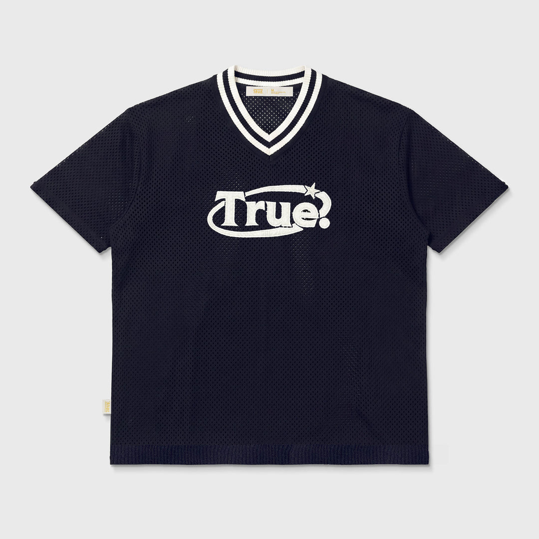 Knit Oversized V-Neck Jersey - Navy Blue