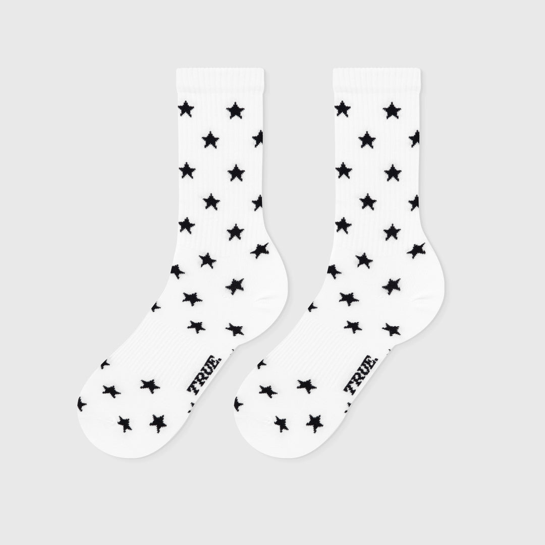 Black Stars Socks - White