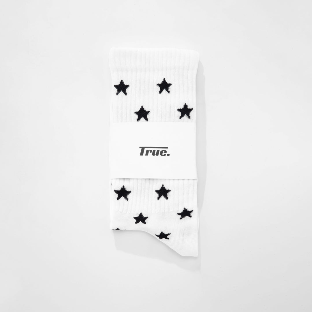 Black Stars Socks - White