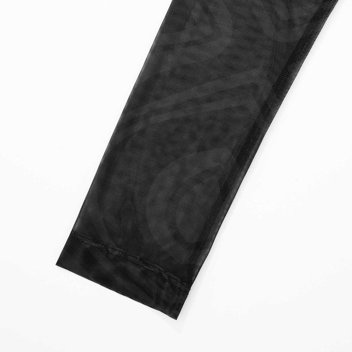 Mesh Printed Bodysuit - Black