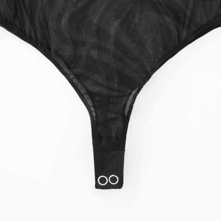 Mesh Printed Bodysuit - Black