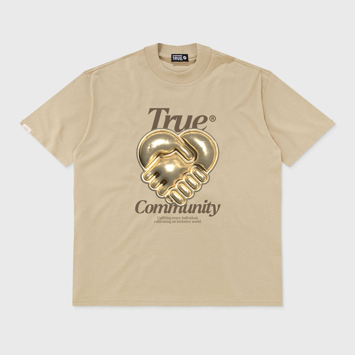 Camiseta Oversized Corazón - Camel