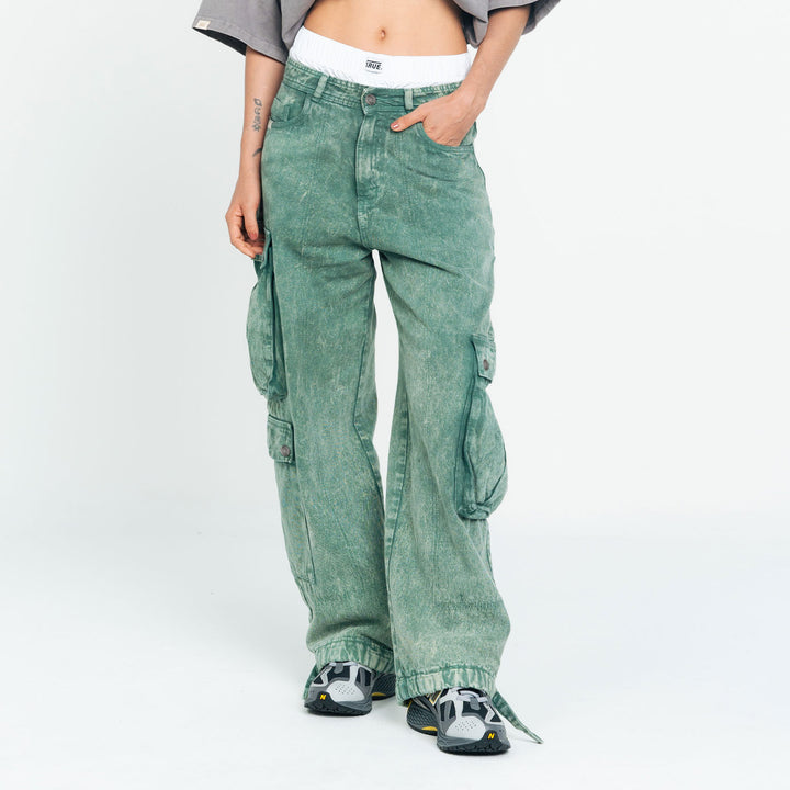 Pantalón Cargo Multi-Pocket - Lavado Verde