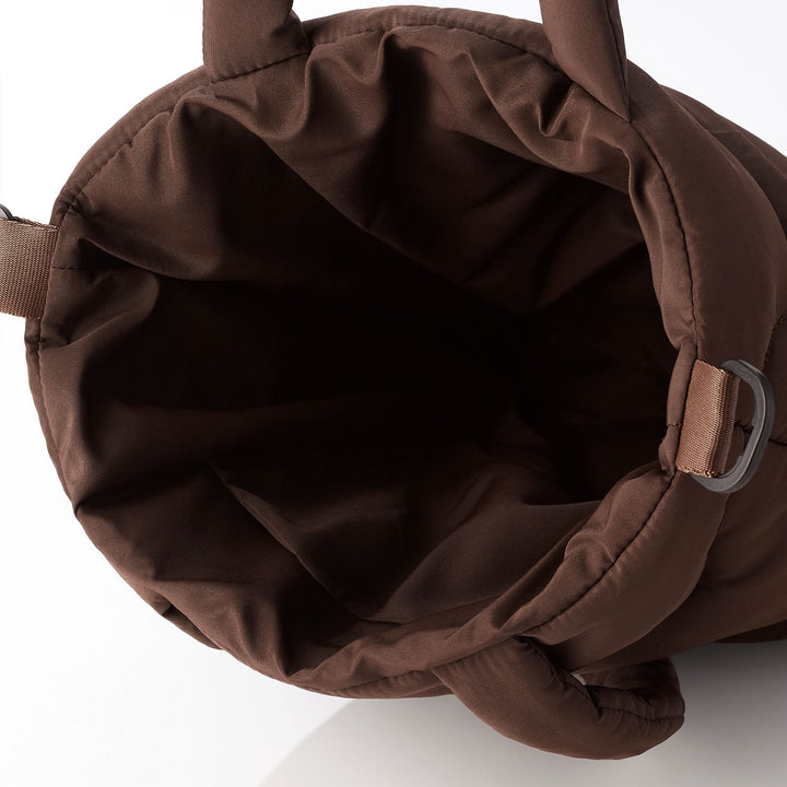 Puffer Shopper Bag - Brown