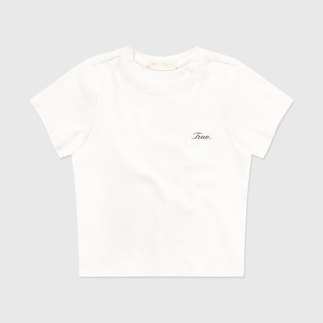 Signature Slim Ribbed Tee - Cream