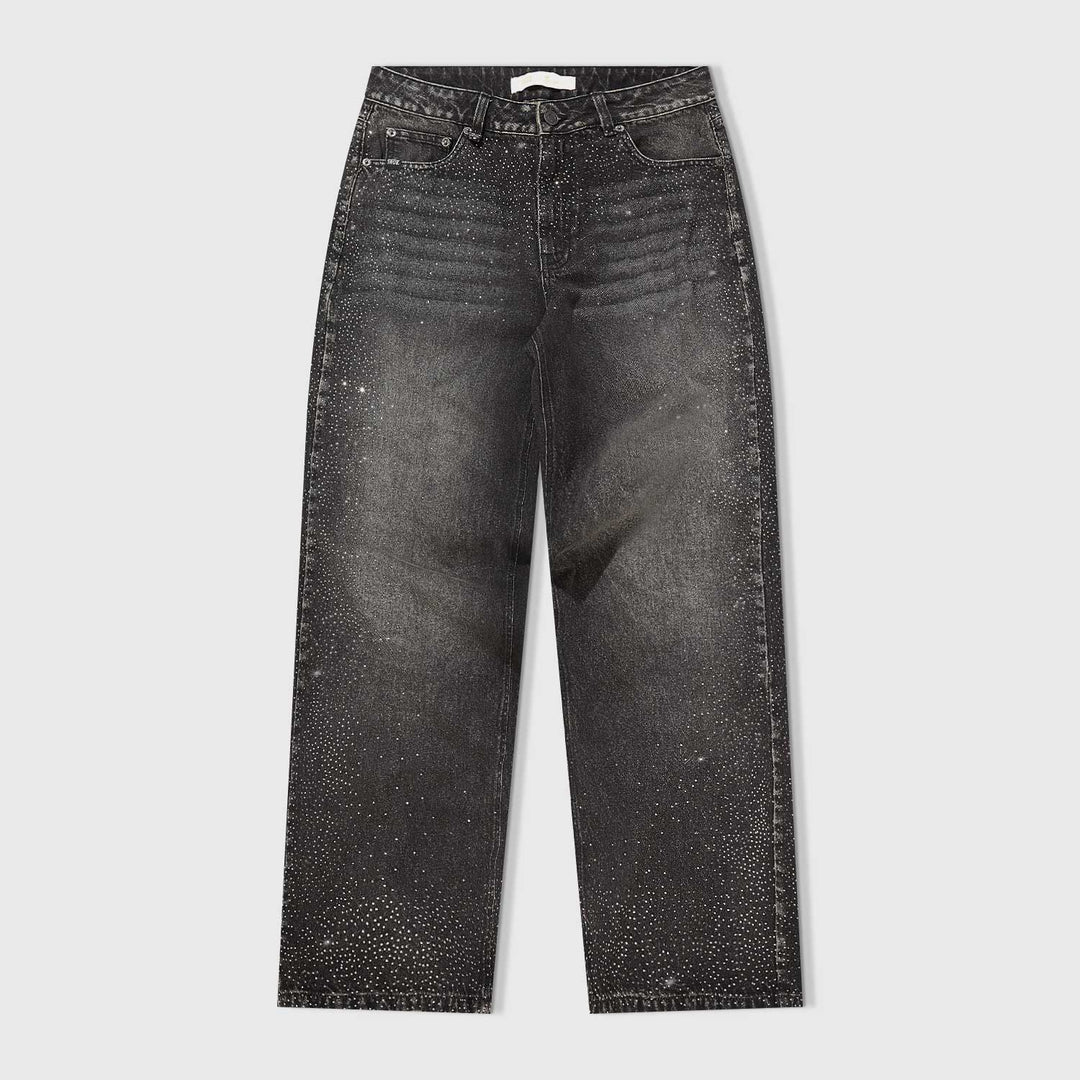 Starry Wide-Leg Jeans - Black