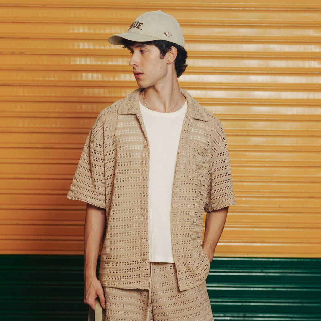 Textured Boxy Shirt - Camel