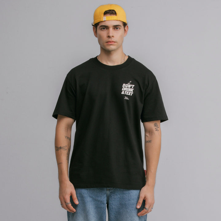 True X Smirnoff Text T-Shirt - Black
