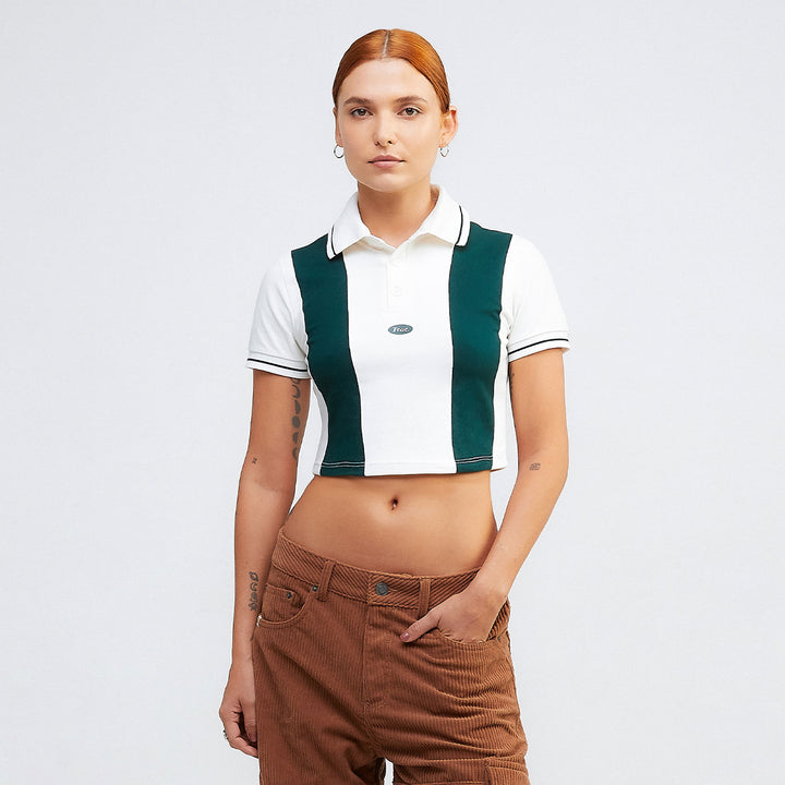 True Lounge Cropped Polo - Pine Green