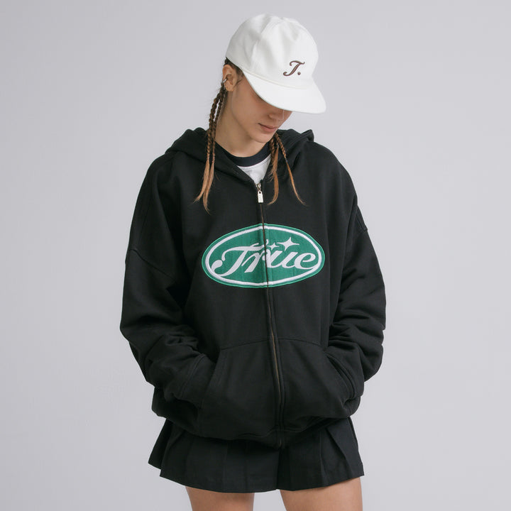 True Stamp Zipper Hoodie - Black