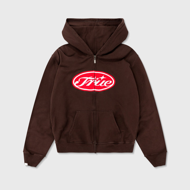 True Stamp Zipper Hoodie - Brown