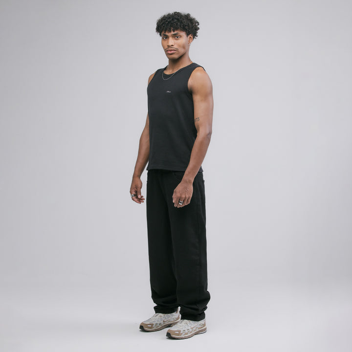 True Texture Sleeveless Tee - Black