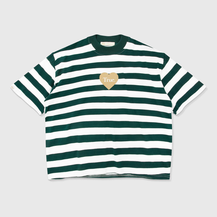Striped Boxy Tee - Pine Green