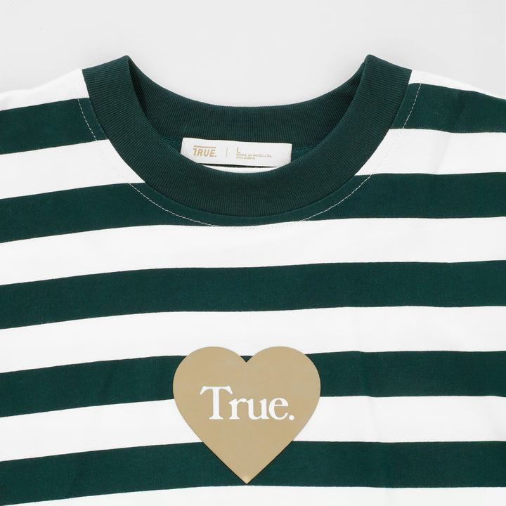 Striped Boxy Tee - Pine Green